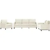 vidaXL 3-delige Loungeset met kussens fluweel crèmekleurig