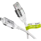 Goobay 74388 Ethernet-kabel, USB-C 3.1 naar RJ45, slank, 3 meter, wit - verbindt een router, modem of netwerkschakelaar met de USB-C-poort van een laptop, tablet of smartphone