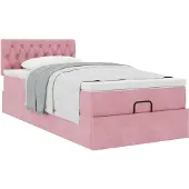 vidaXL Ottoman bed met matras 90x200cm fluweel roze