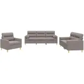 vidaXL 3-delige Loungeset met kussens stof taupe