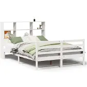 vidaXL Bed met boekenkast zonder matras grenenhout wit 160x200 cm