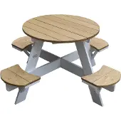 Axi Ufo Picknicktafel Rond voor 4 kinderen in Bruin/Wit - Picknick tafel van hout - 120x120x56cm
