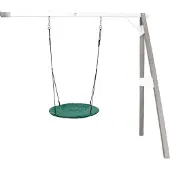 Axi Nestschommel Summer met frame van hout in grijs & wit | Schommel met muurbevestiging voor kinderen met nest schommelzitje | Schommelset enkel aan muur voor tuin / buiten