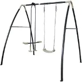 Axi Schommel set met frame van metaal in zwart & crème | Schommelset voor 3 kinderen met enkele schommel & duo-schommel | Schommel voor buiten / tuin