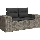 vidaXL 5-delige Loungeset met kussens poly rattan grijs