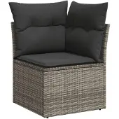 vidaXL 10-delige loungeset voor de tuin met kussens, grijs, polyrotan