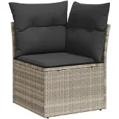 vidaXL 6-delige Loungeset met kussens poly rattan lichtgrijs