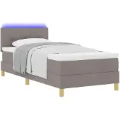 vidaXL LED boxspringbed met LED-lichtstrips, taupe, 80 x 200 cm, gestoffeerd
