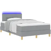 vidaXL LED boxspringbed met hoofdeinde, lichtgrijs, 120 x 190 cm, gestoffeerd