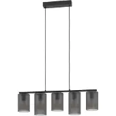Eglo 5 Lichts Hanglamp Colomera Ø 12cm Smoke Frosted Glas