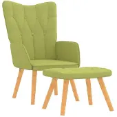 vidaXL Relaxstoel met voetenbank stof groen