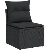vidaXL 9-delige Loungeset met kussens poly rattan zwart