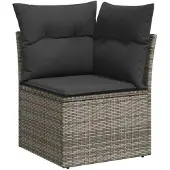vidaXL 8-delige tuinmeubelset met kussens, grijs, polyrotan