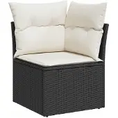 vidaXL 8-delige tuinmeubelset met kussens, zwart, polyrotan
