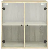 vidaXL Wandkast met glazen deuren 68x37x68,5 cm sonoma eikenkleurig
