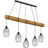 Globo Landelijke hanglamp Berti 5-lichts hout met zwart