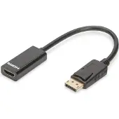 Digitus DB-340400-001-S DisplayPort / HDMI Adapter [1x DisplayPort stekker - 1x HDMI-bus] Zwart Rond, Afgeschermd (dubbel), Afsluitbaar 15.00 cm
