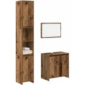 vidaXL 3-delige Badkamermeubelset bewerkt hout oud houtkleurig