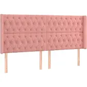 vidaXL Hoofdbord met randen 183x16x118/128 cm fluweel roze
