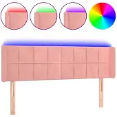vidaXL Hoofdbord LED 147x16x78/88 cm fluweel roze