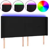 vidaXL Hoofdbord LED 203x16x118/128 cm stof zwart