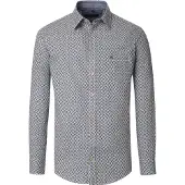 Casa Moda overhemd donkerblauw printje wijde fit katoen