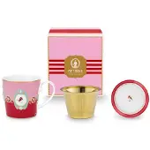 Pip studio Theeset Home Tea For One Love Birds Medallion Red-Pink