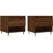 vidaXL Salontafels, 2 stuks, bruin, eikenlook, 50x46x50 cm, houtvezel