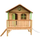 Axi Stef Speelhuis op palen & witte Glijbaan | Speelhuisje voor de tuin / buiten in bruin & groen van FSC hout | Speeltoestel voor kinderen