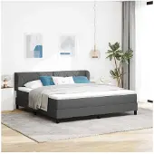 vidaXL Boxspring bed met hoofdeinde Donkergrijs 180 x 200 cm Stof