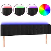 vidaXL Hoofdbord LED 203x16x78/88 cm fluweel zwart
