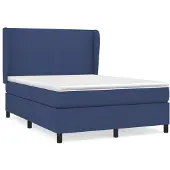 vidaXL Boxspringbed met matras, blauw, 140x200 cm, gestoffeerd