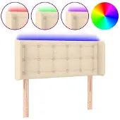 vidaXL Hoofdbord LED 93x16x78/88 cm stof crèmekleurig