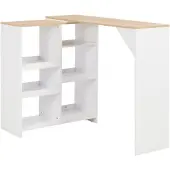 vidaXL Barkruk met verstelbaar plankje, wit, 138x39x110 cm