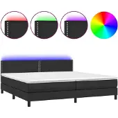 vidaXL Boxspringbed met matras en LED-verlichting, zwart, 200x200 cm, kunstleer