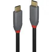 Lindy 36901 USB-kabel USB 3.2 Gen2x2 USB-C stekker, USB-C stekker 1.00 m Zwart, Grijs Rond, PVC-mantel, Vergulde steekcontacten