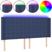 vidaXL Hoofdbord LED 163x16x118/128 cm stof blauw