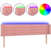 vidaXL Hoofdbord LED 203x16x78/88 cm fluweel roze