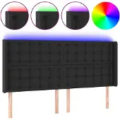 vidaXL Hoofdbord LED 183x16x118/128 cm kunstleer zwart