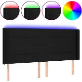 vidaXL Hoofdbord LED 203x16x118/128 cm stof zwart