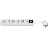 PROCABLE Stekkerdoos 6-voudig | 5 meter (Schakelaar, Wit)