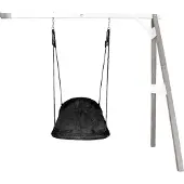 Axi Nestschommel Roxy met frame van hout in grijs & wit | Schommel met muurbevestiging voor kinderen met nest schommelzitje | Schommelset enkel aan muur voor tuin / buiten