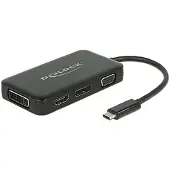 DeLOCK USB 2.0 Adapter [1x USB-C stekker - 1x VGA-bus, HDMI-bus, DVI-bus 24+5-polig, DisplayPort bus] 63929 0.15 m