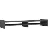 vidaXL Monitorstandaard 100x27x15 cm massief grenenhout grijs