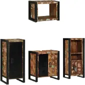 vidaXL Badkamermeubel Set 4 st Veelkleurig en Zwart