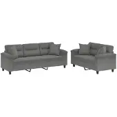 vidaXL 2-delige Loungeset met kussens microvezelstof donkergrijs