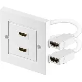 Goobay HDMI inbouw wandcontactdoos met 2 aansluitingen - versie 2.0 (4K 60Hz + HDR) - 0,10 meter