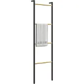 HOMCOM Towel Rack-Stahl, Bambus-49L x 5,5B x 167,5H cm-Schwarz+Natur