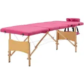 vidaXL Massagetafel inklapbaar 4 zones hout roze