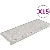 vidaXL Trapmatten zelfklevend 15 st sisal-look 65x21x4 cm platinakleur